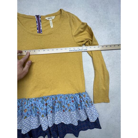 Matilda Jane Womens M Weekend Vibes Multi Pattern Floral Tiered Ruffle Hem Shirt - Picture 6 of 9